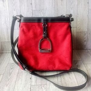 CHAPS Vintage Logo Pattern Red Crossbody Shoulder Bag